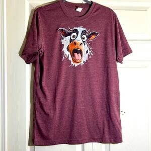 Funny cow printed tee Heather burgundy Medium size